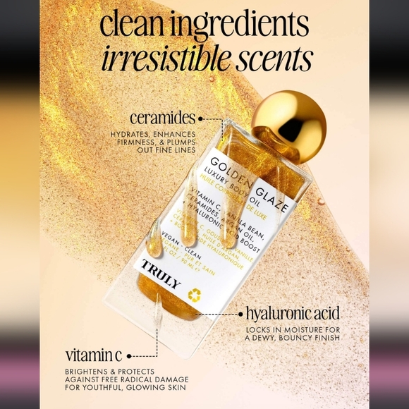 NIB Truly Golden Glaze Luxury Body Oil-Brightening Body Shimmer Oil-3.1 FL - Picture 3 of 7